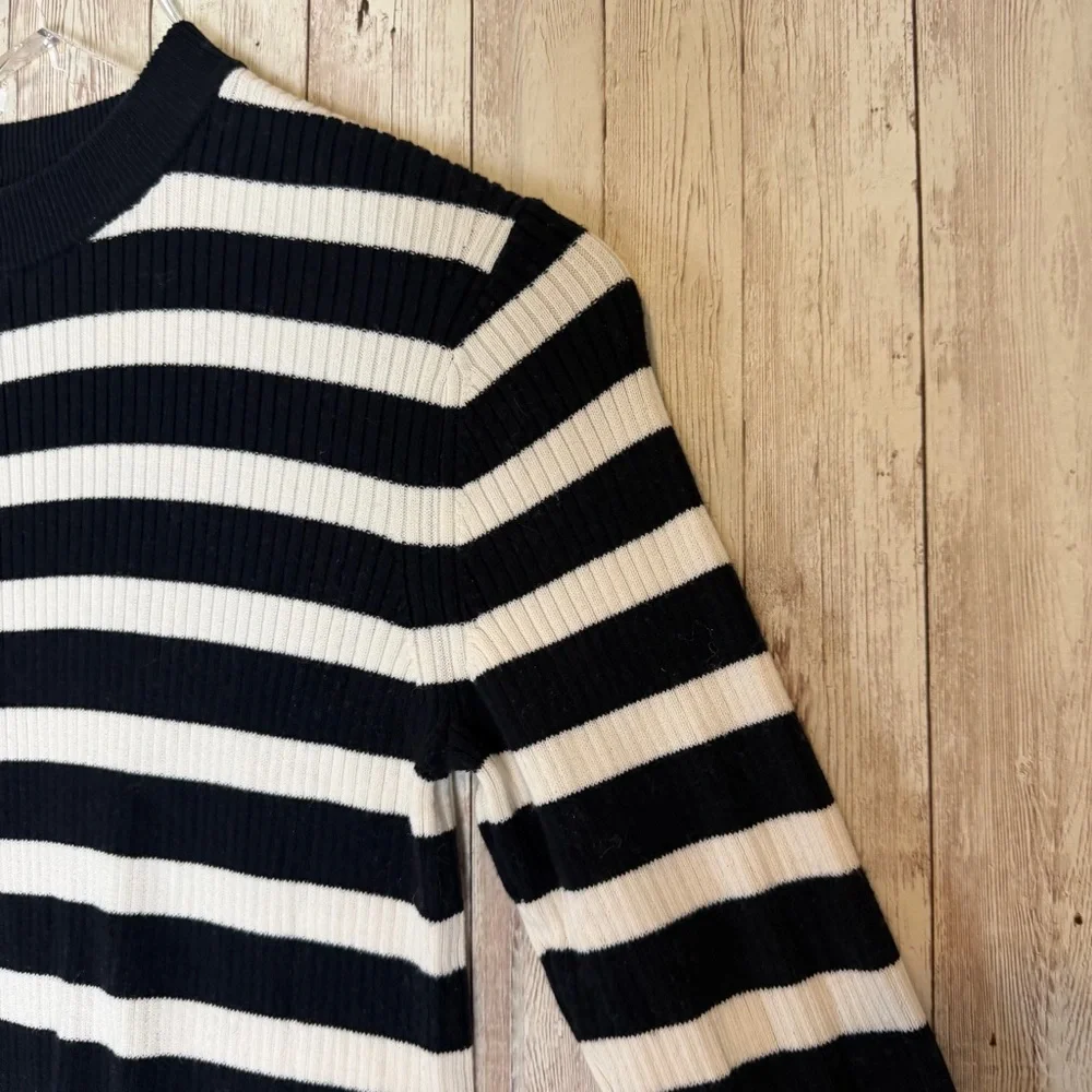 Everlane The Breton Ribbed Black & White Striped Sweater Small - Picture 5 of 8